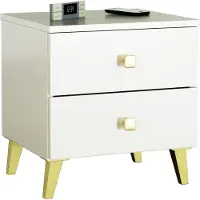 Akord Nachttisch mit 2 Schubladen Luna , beige , Maße (cm): B: 40 H: 43