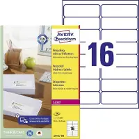 Avery Zweckform Recycelte Adressetiketten LR7162-100 99.1 x 33.9 mm Weiss 1600 Labels