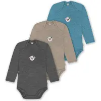 Normani 3er Pack Baby Merino Body Langarm „Auckland" - 9383