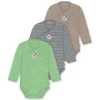 Normani 3er Set Baby-Body Wickelbody Langarm Toddler-Bodysuit aus Merinowolle - 9357