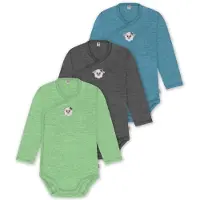 Normani 3er Set Baby-Body Wickelbody Langarm Toddler-Bodysuit aus Merinowolle - 9357