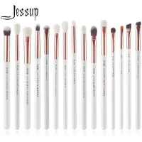 Jessup Augen-Make-up-Pinsel-Set, professionell, 15-teilig, Wei/Rosgold, hochwertige, natrlich-synthetische Lidschatten-Mischpinsel, Concealer,