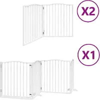vidaXL 8-tlg. Hundetor mit Tür Faltbar Weiß 640 cm Pappelholz