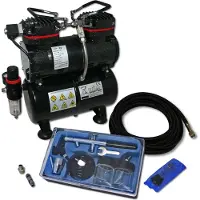 Wiltec Einsteiger Airbrush Kompressor Set AS196 Airbrushpistole DA128 Zubehör