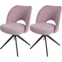 Mendler 2er-Set Esszimmerstuhl MCW-N72, Polster-Küchenstuhl, drehbar Auto-Return, Stoff/Textil (420g/m²) rosa