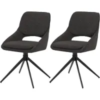 Mendler 2er-Set Esszimmerstuhl MCW-N73, Küchenstuhl, drehbar Auto-Return, Stoff/Textil Boucle (540g/m²) dunkelgrau