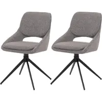 Mendler 2er-Set Esszimmerstuhl MCW-N73, Küchenstuhl, drehbar Auto-Return, Stoff/Textil Boucle (540g/m²) grau