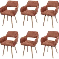 Mendler 6er-Set Esszimmerstuhl MCW-A50 II, Küchenstuhl Polsterstuhl, Holz Stoff/Textil Chenille (465g/m²) MVG terrakotta
