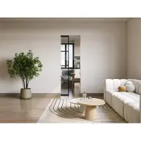 Vente-unique Versenkbare Schiebetür aus Aluminium und gehärtetem Glas - H 205 x B 83 cm - WILDEN II
