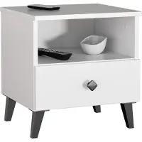 Akord Nachttisch 40 cm breit Lina , weiß , Maße (cm): B: 40 H: 43