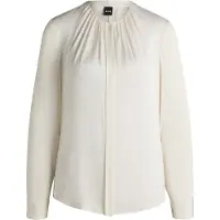 BOSS Kragenlose Regular-Fit Bluse aus Stretch-Seide Grösse 42