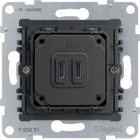 Legrand SEANO Typ C+C USB Ladesteckdosen-Einsatz, zweifach mit Power Delivery System, ermöglicht die Stromversorgung von Multimedia-Endgeräten, 30W, 765031