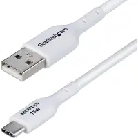 StarTech.com .com 3m USB-A auf USB-C Ladekabel, Laden und Synchronisieren, 3A Schnellladekabel, USB 2.0 Datenübertragung, TPE-Mantel, Stecker-Stecker, Weiß, 3 m, USB A, USB C, USB 2.0, 0,48 Gbit/s, Weiß