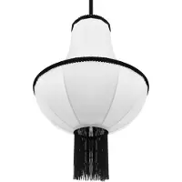 Beliani Hängelampe Weiß u. Schwarz mit Nylon Schirm mit Fransen Quasten Modernes Design Beleuchtung Hängeleuchte Esszimmer Wohnzimmer Schlafzimmer
