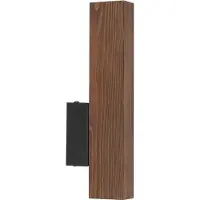 Licht-Erlebnisse Wandlampe LED Metall Holz 31 cm hoch Schwarz Walnuss länglich warmweißes Licht 3000 K 270 lm Modern