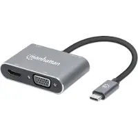 Manhattan 130691, Kabelgebunden, USB 3.2 Gen 1 (3.1 Gen 1) Type-C, Grau, 5 Gbit/s, 3840 x 2160 Pixel, 60 Hz