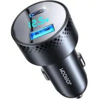 JOYROOM JR-CCD01 53W Auto-Ladegerät mit Voltmeter - Dual-Port (USB C, USB) Schwarz