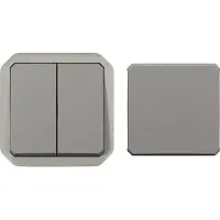 Legrand PLEXO New Einsatz, 5-in-1 Feuchtraum Aufputz Doppelwechseltaster, Doppelwechsel-/Wechselschalter + Taster mit Wechselkontakt, Wechselschalter, Wechseltaster 069506L