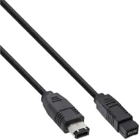 Intos FireWire Kabel, IEEE1394 6pol Stecker zu 9pol Stecker, schwarz, 5m, Schwarz, 5 m, Stecker/Stecker, 200 mm, 245 mm, 26 mm