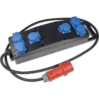 As Schwabe as-Schwabe Vollgummi-Stromverteiler CEE 400V 16A 5G2.5 auf 6x Schuko 230V IP44