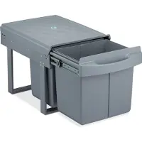 Relaxdays Einbaumülleimer 2-fach, auziehbarer Küchenmülleimer für Unterschrank, 2x15 Liter, 34,6 x 34 x 51,8 cm, grau