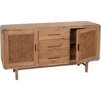 Mendler Sideboard MCW-M47, Schrank Kommode Highboard, Staufächer Schublade, Rattan Akazie Massiv-Holz gebeizt 83x160x45cm 47kg