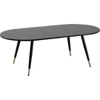 Wohnling Couchtisch 120x60x41,5 cm mit Marmor Optik Schwarz Modern Wohnzimmertisch mit Metall-Gestell Sofatisch Oval Tisch Groß Beistelltisch
