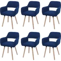 MCW 6er-Set Esszimmerstuhl MCW-A50 II, Stuhl Küchenstuhl Polsterstuhl, Holz Stoff/Textil Cord (400g/m²) MVG blau