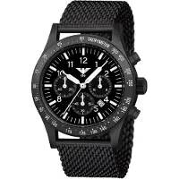 KHS PLABSSC.MB Herrenuhr Platoon Solar Chronograph Meshband Schwarz