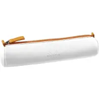 Rhodia rundes Schlampermäppchen italienischem Kunstleder, 5x21,5 cm Weiß 319047C