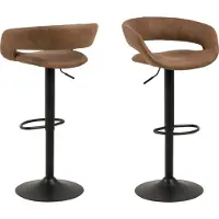 Fonq Barhocker GROUP "Grace", braun (hellbraun), B:54,5cm H:104cm T:48,5cm, Hocker, Barhocker, (Set, 2 St) in Microfaser, Höhenverstellbar, Armlehne