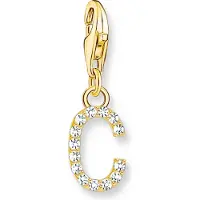Thomas Sabo Charm-Anhänger Buchstabe C mit Weissen Steinen Vergoldet