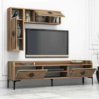 Skye Decor , Samba - Walnut, Wohnzimmermöbel-Set, Nussbaum, 100 % MELAMINBESCHICHTETE SPANPLATTEN, 180 x 35 x 52 cm