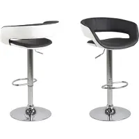 Ebuy24 Gramma Barhocker schwarz und weiss Kunstleder, Fuss in Chrome mit Gasdruck.