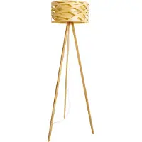 Näve Stehleuchte - Stehleuchte "FINJA" mit Bambus H: 148 cm, Stehlampe im Scandi Style, aus Kunststoff in natur, 148 cm hoch, Ø 62 cm, E27-Fassung – Druckschalter
