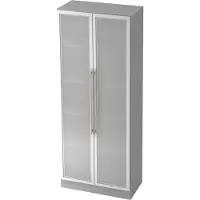 Hjh OFFICE PRO SIGNA G 7100G RE - Grau/Silber 5 OH Schrank mit Milchglastüren Relinggriff Kunststoff