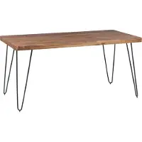 Wohnling Esstisch BAGLI Massivholz Sheesham 120 cm Esszimmer-Tisch Holztisch Metallbeine Küchentisch Landhaus dunkel-braun