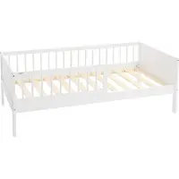 ML-Design Kinderbett mit Lattenrost und Rausfallschutz, 80x160 cm, Weiß, Massivholz Einzelbett für Kinder, Jungen & Mädchen