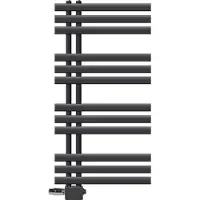 LuxeBath Badheizkörper Iron EM 500x1000mm Anthrazit Seitenanschluss Anschlussgarnitur Thermostat Universal Eck- und Durchgangsform, ohne Heizstab