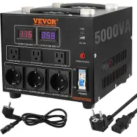 Vevor 5000W Spannungswandler Transformator AC 110V⇋220V Transformer Wandler 3x US NEMA 5-15R 3-polige / 3x europäische Shucko-Ausgangssteckdosen