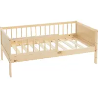 ML-Design Kinderbett mit Lattenrost und Rausfallschutz, 70x140 cm, Natur, Massivholz Einzelbett für Kinder, Jungen & Mädchen