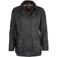 Barbour für Damen. LWX0667 Gewachste Beadnell-Jacke schwarz (M), Lässig, Baumwolle