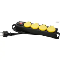 Kopp 4-Wege-Schaltsteckdose mit 1,4 m schwarzem Kabel IP44 - 223012002