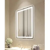 Vevor LED-Badezimmerspiegel Vanity Mirror (60 x 80 cm), beschlagfreier Spiegel, stufenlos dimmbarer Badezimmerspiegel mit 3 Farbtemperaturen, Wandmontage