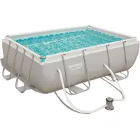 Bestway Power Steel Rectangular 2.82m x 1.96m x 84cm, Grau/Blau, 3662 l, Gerahmter Pool, Blau, Grau, 39,7 kg