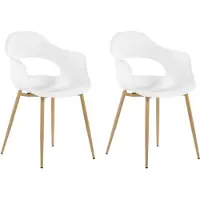 Beliani Esszimmerstuhl 2er Set Weiß Kunststoff mit Metallgestell Modern Skandinavisch Wohnzimmer Esszimmer Flur Diele Ausstattung Sitzmöbel
