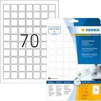 Herma Folienetiketten 8339, selbstklebend, besonders stark haftend, wetterfest, bedruckbar, B 24 x H 24 mm, Folie, weiß, 1750 Stück/25 Blatt