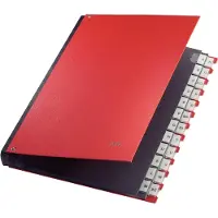 Leitz Pultordner, für DIN A4, alphabetisch, 26 Fächer, Graupappe, rot