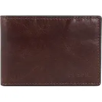 Fossil Leder Geldbörse Derrick Money Clip Bifold Dark Brown braun