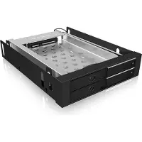 Icy Box IB-2227StS, 2bay 2.5" SATA Mobile Rack, 2x 2,5" SATA HDD to 2 SATA Host, black, optional 3cm blower, 8,89 cm (3.5"), Speicherlaufwerkbehälter, Schwarz, 2.5", SATA, SATA II, SATA III, 2.5"